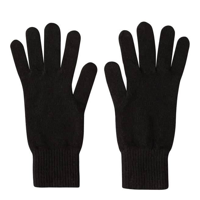 Laycuna London Black Cashmere Short Ribbed Gloves