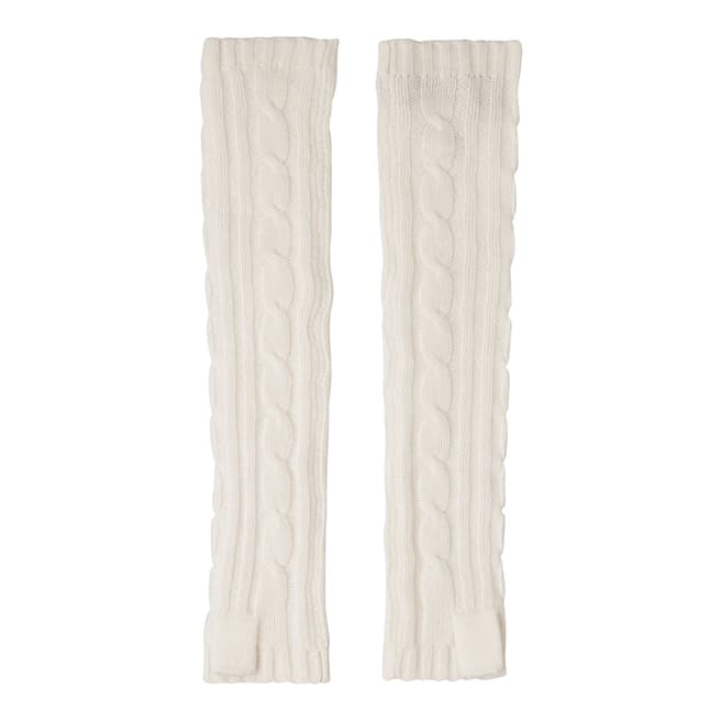  Winter White Cashmere Cable Knit Long Wrist Warmers