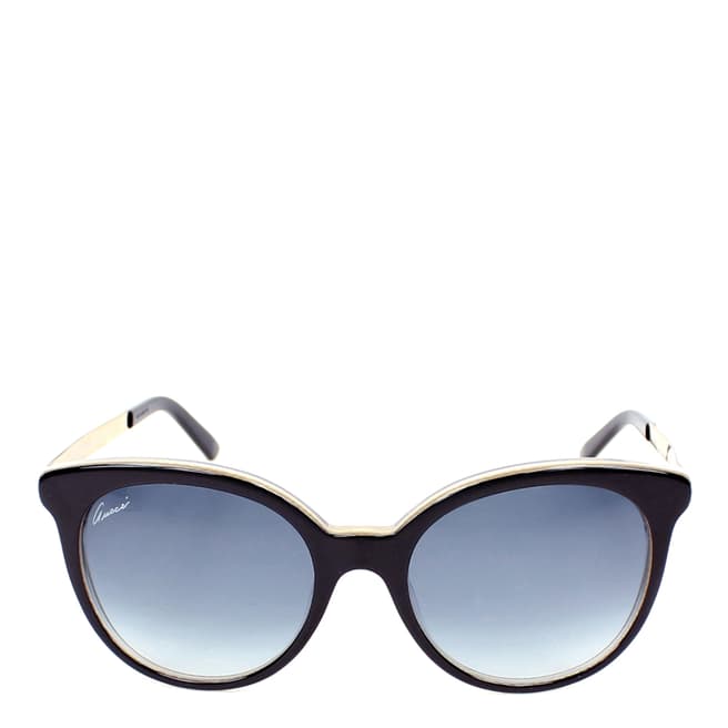 Gucci Women's Black/Gold Oval Sunglasses
