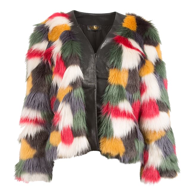 JayLey Collection Multicoloured Faux Fur Jacket