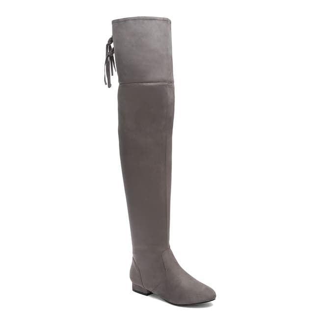 Krush Grey Suedette Over The Knee Boots 