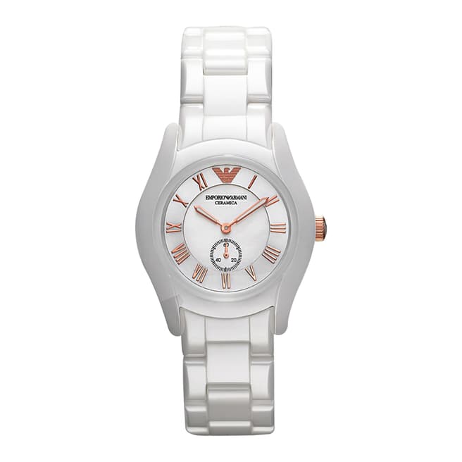 Armani Ladies White Ceramic Watch