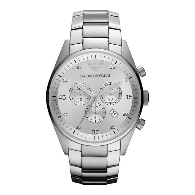 Armani Men's Silver Stainless Steel Classic Chronograph Bracelet Watch