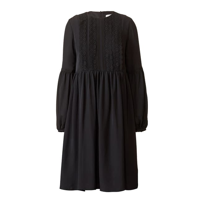 Orla Kiely Black Georgette Astrid Broderie Anglaise Regular Length Dress