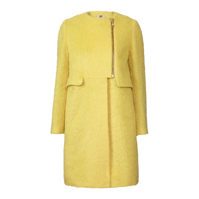 Orla Kiely Yellow Winter Mohair Tailored Coat