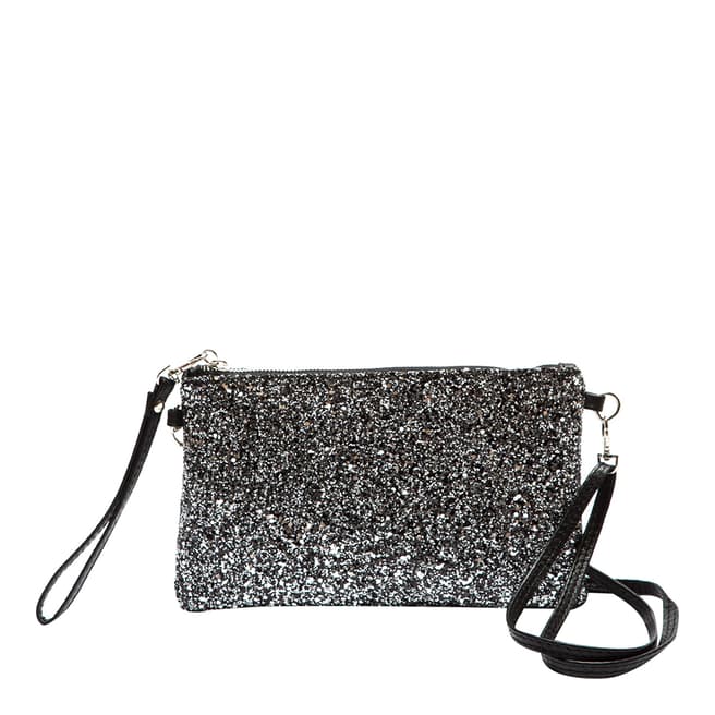 Sofia Cardoni Black Glitter Clutch Bag