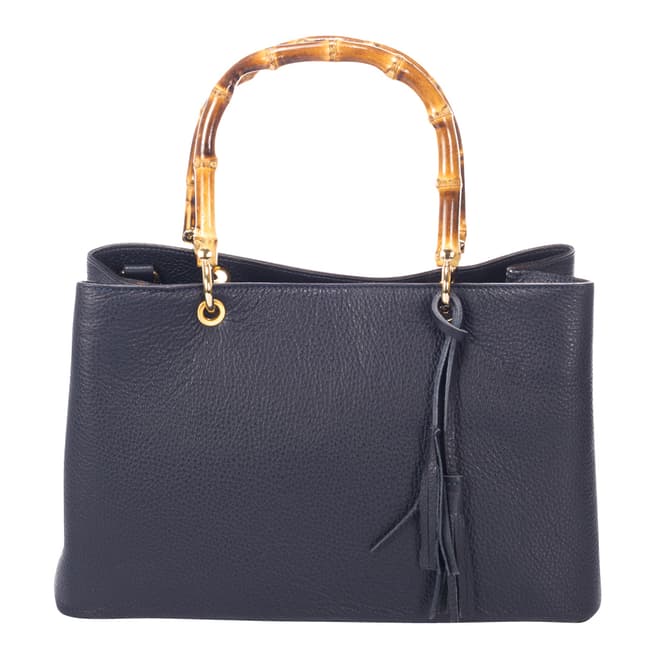 Markese Blue Leather Top Handled Handbag
