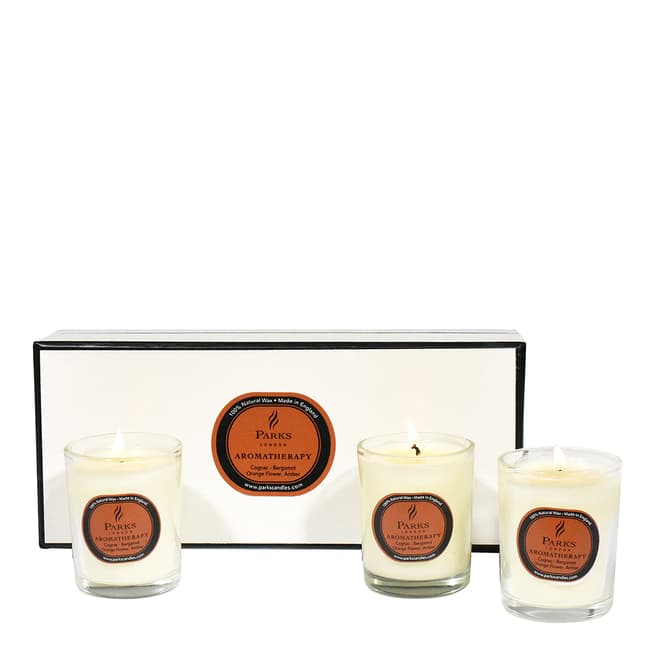 Parks London Set of Three Cognac Aromatherapy Candle Glass Tots