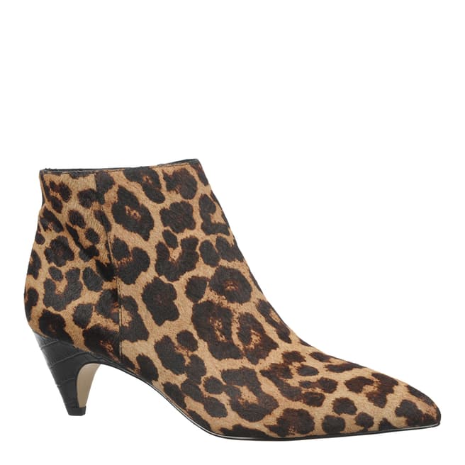 Sam Edelman Brown Leopard Print Pony Hair Lucy Kitten Heel Ankle Boots 