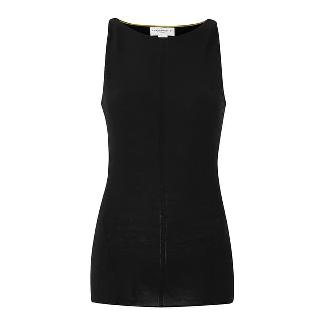 Amanda Wakeley Black Kass Sleeveless Cashmere Top With Cut Out Back