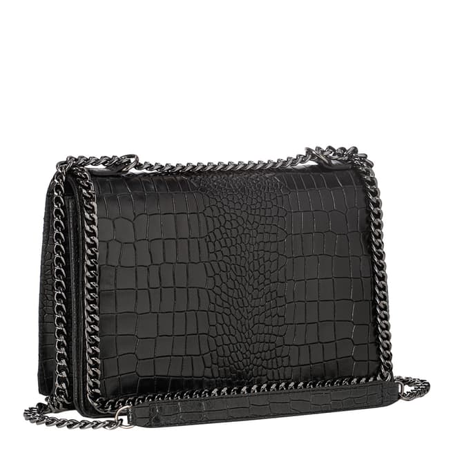 Lisa Minardi Black Leather One Chain Shoulder Bag