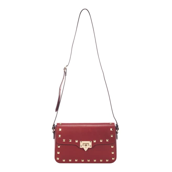 Lisa Minardi Red Leather Studded Shoulder Bag