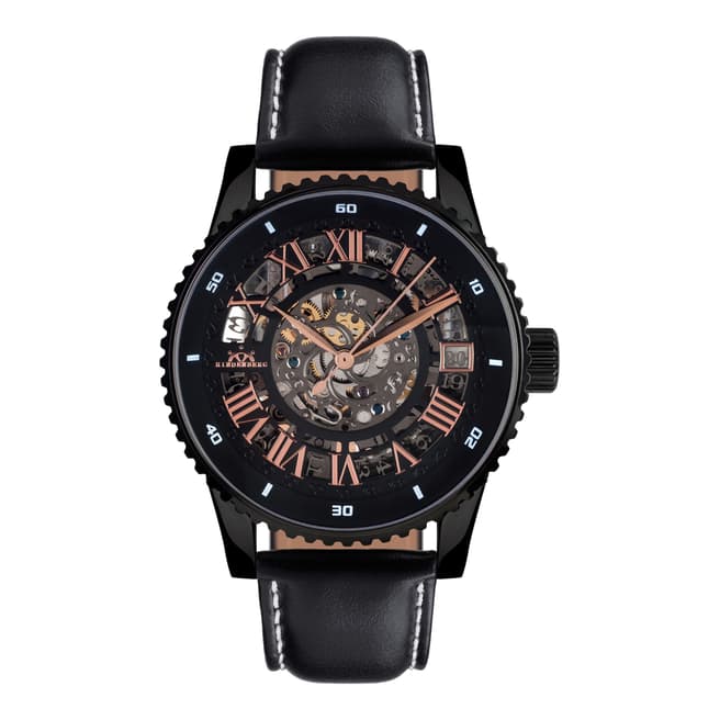 Hindenberg Men's Black Starlifter Leather Watch