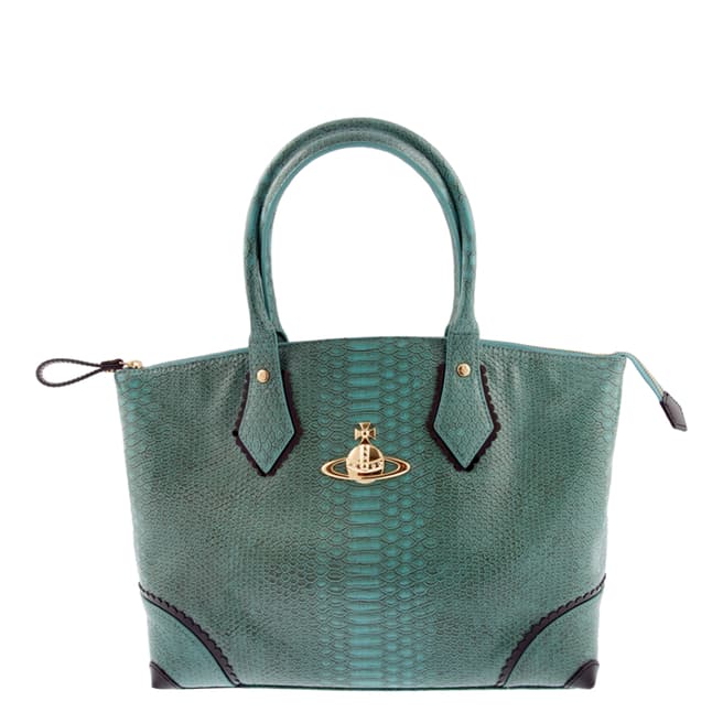 Vivienne Westwood Turquoise Frilly Snake Tote