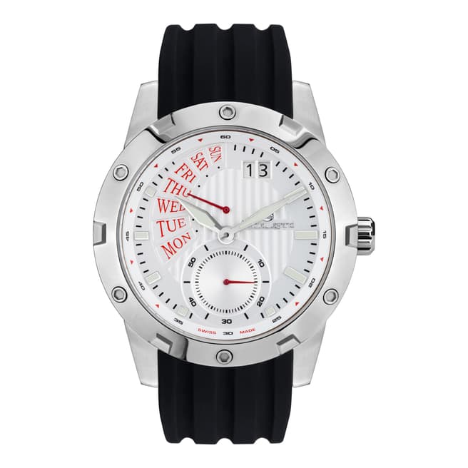 Mathieu Legrand Men's Black/Silver Silicone Strap Watch