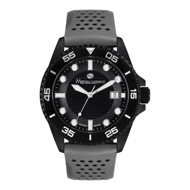 Mathieu Legrand Men's Grey/Black Stainless Steel/Silicone Marin Watch