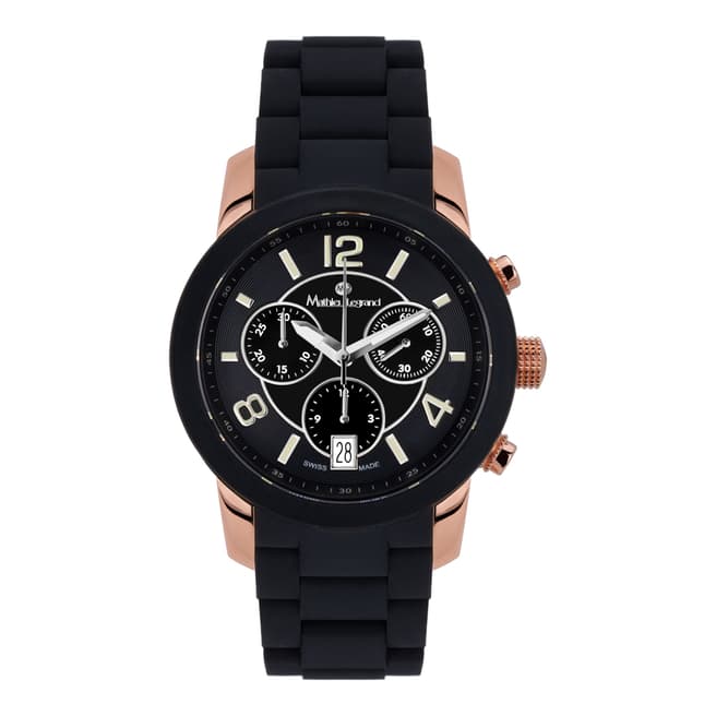 Mathieu Legrand Women's Black/Rose Gold Nacre Watch
