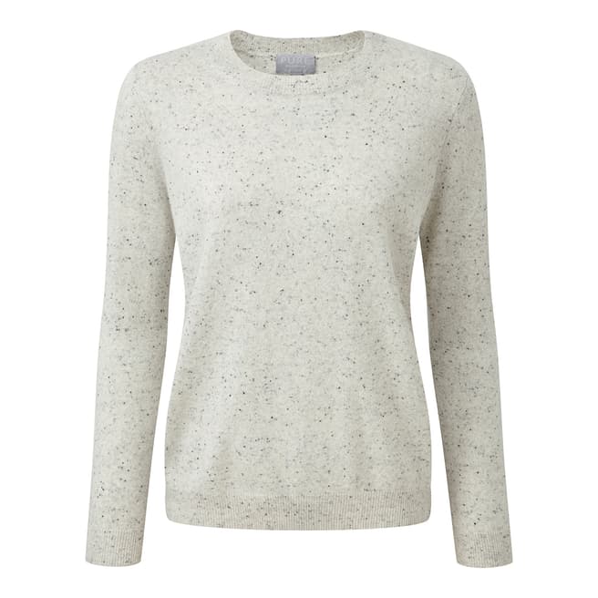 Pure Collection Heather Grey Relaxed Crew Neck Cashmere Jumper