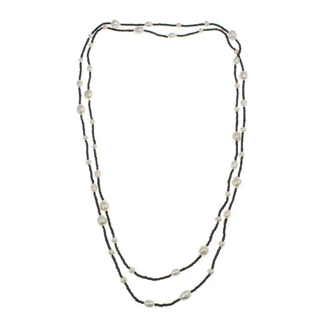 Liv Oliver Black/White Pearl Endless Necklace