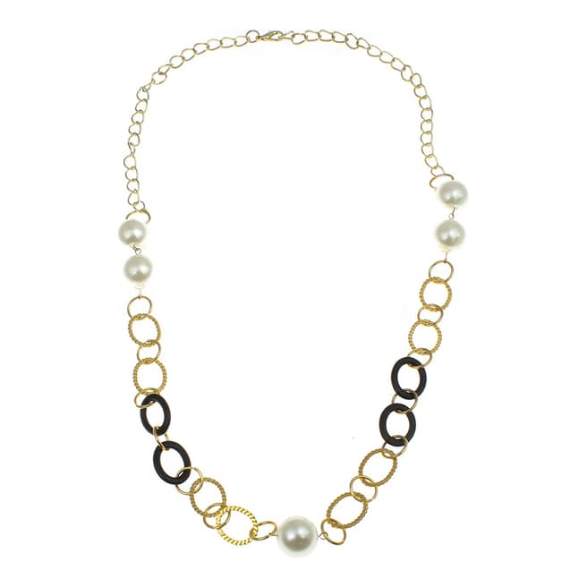 Liv Oliver Gold Multi Link Pearl Necklace