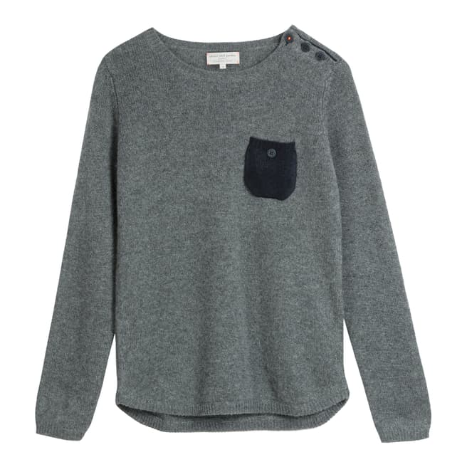 Chinti and Parker Grey One Pocket Cashmere Jumper