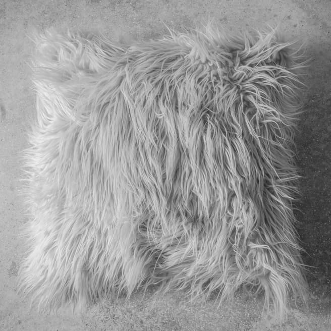Gallery Living Silver Mongolian Faux Fur Cushion 45x45cm