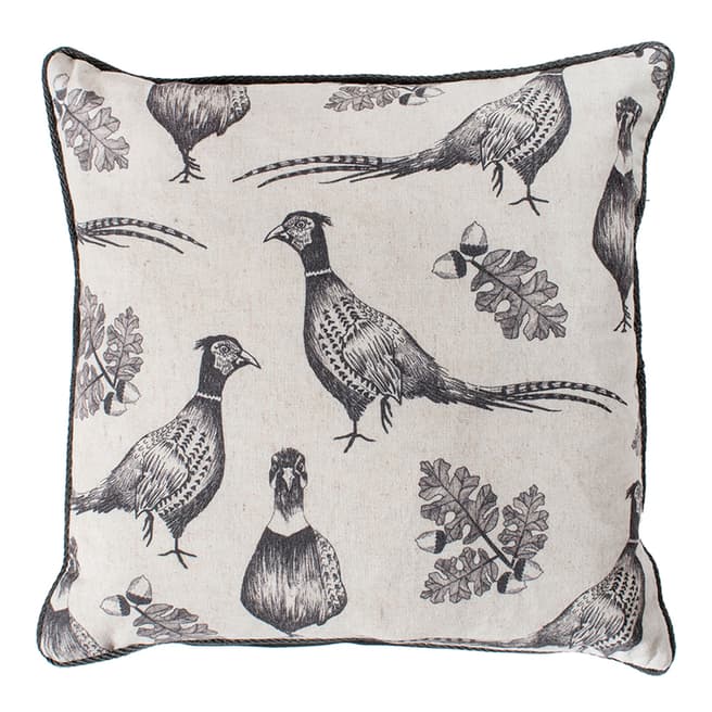 Kilburn & Scott Grey Pheasant and Acorn Cushion 45x45cm