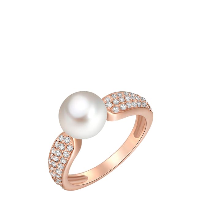 Nova Pearls Copenhagen Rose Gold Plated Plated and Zirconia Pearl Ring