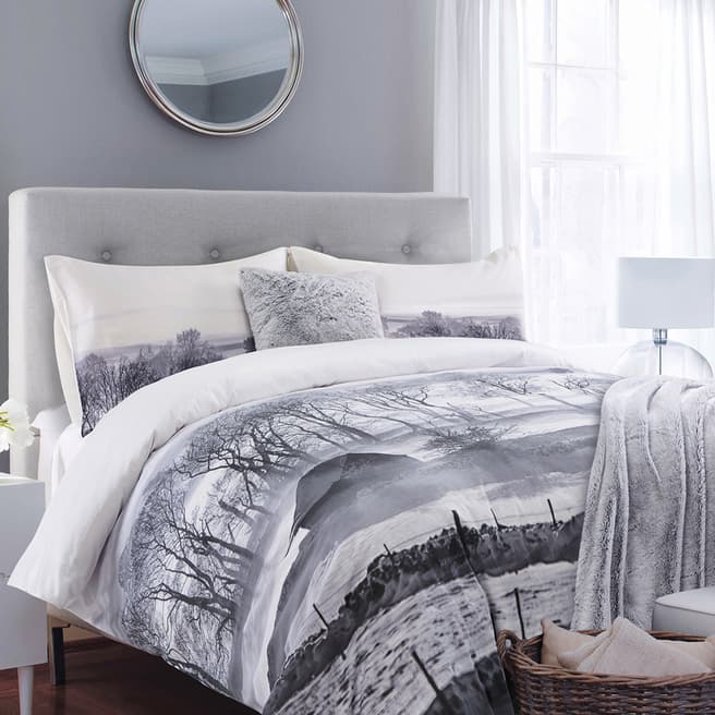 Gallery Living Grey Photographic Winterscene Double Bed In A Bag