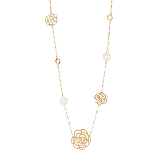 White label by Liv Oliver Gold Multi Flower Pearl Necklace