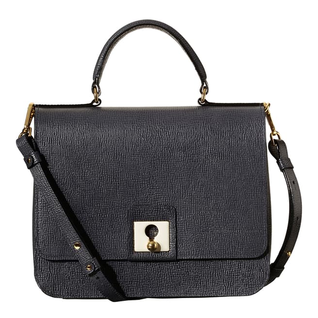 Orla Kiely Black Textured Leather Ivy Backpack