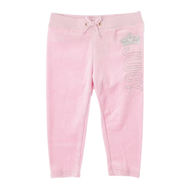 Juicy Couture Pink Logo Crown Medallion Velour Trousers