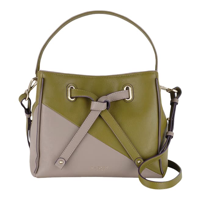Radley Green/Grey Leather Medium Newton Drawstring Bag