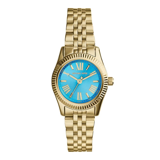 Michael Kors Ladies Gold/Turquoise Stainless Steel Mini Lexington Watch