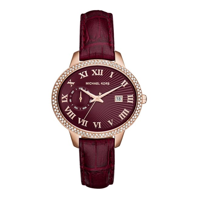 Michael Kors Ladies Whitley Red Leather Watch