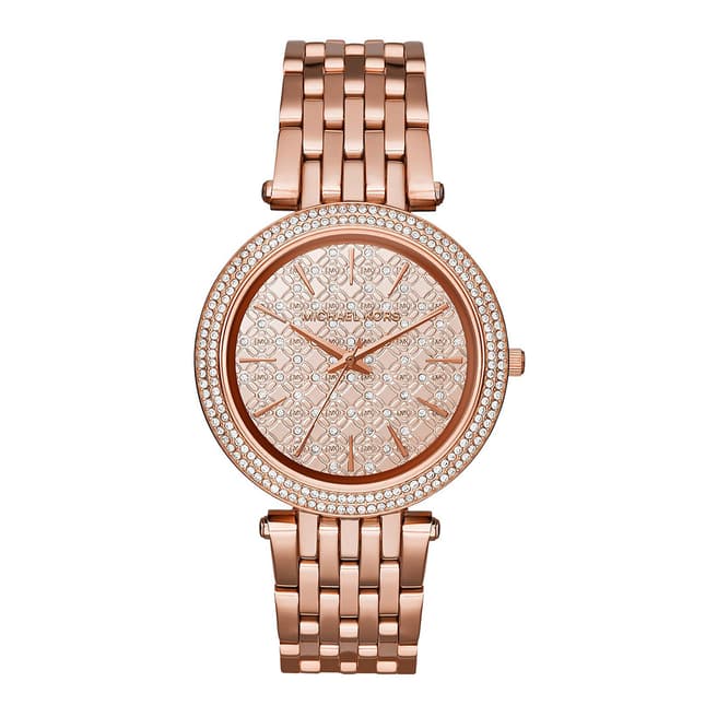 Michael Kors Ladies Rose Gold Stainless Steel Crystal Branded Darci Watch