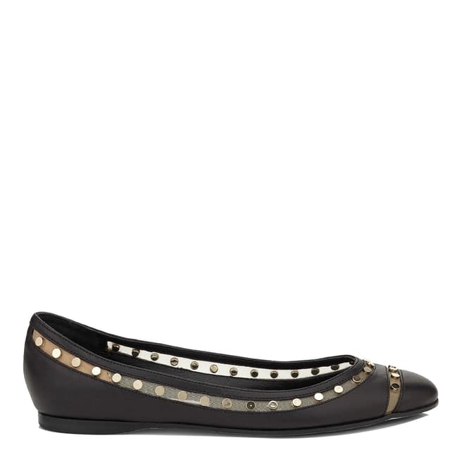 Jimmy Choo Black Leather Wes Ballet Flats With Studs