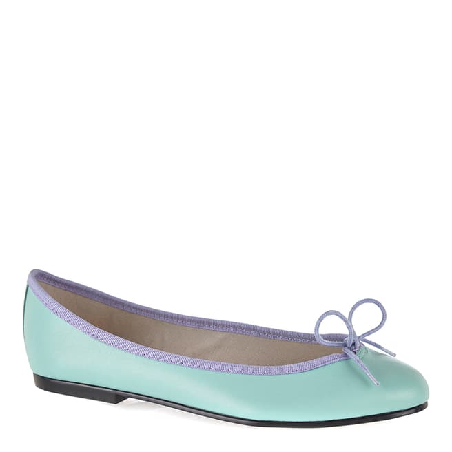 French Sole Teal Leather India Ballet Flats