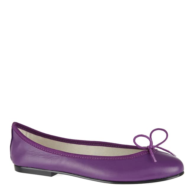 French Sole Purple Leather India Ballet Flats