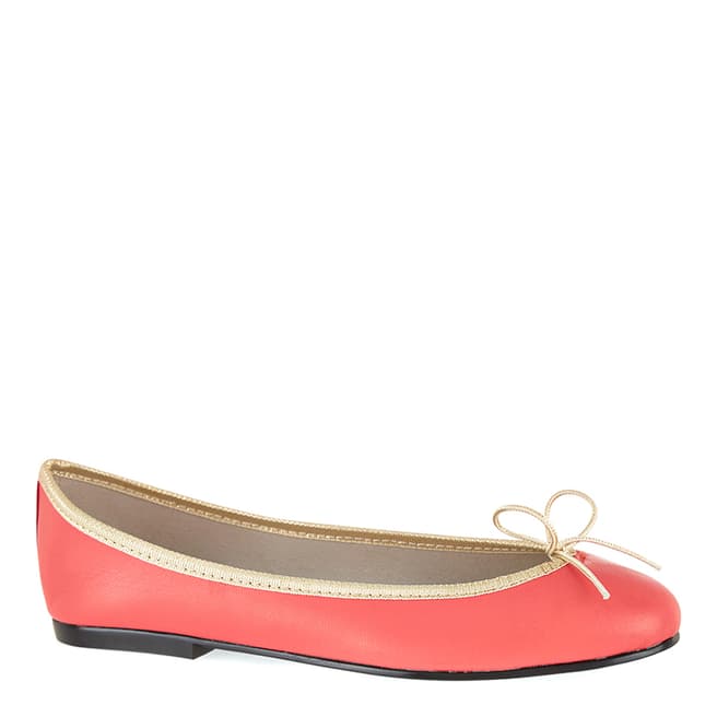 French Sole Coral/Gold Leather India Ballet Flats