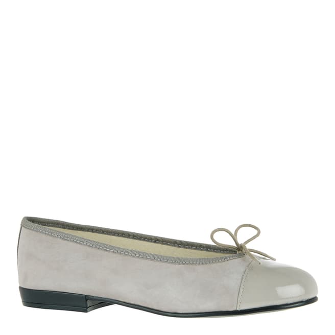 French Sole Grey Suede Sturdy Toe Ballet Flats