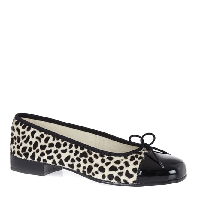 French Sole Leopard Print Pony Hair Square Toe Ballet Flats