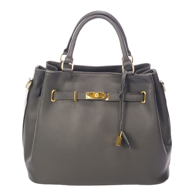 Massimo Castelli Grey Leather Lock and Key Handbag