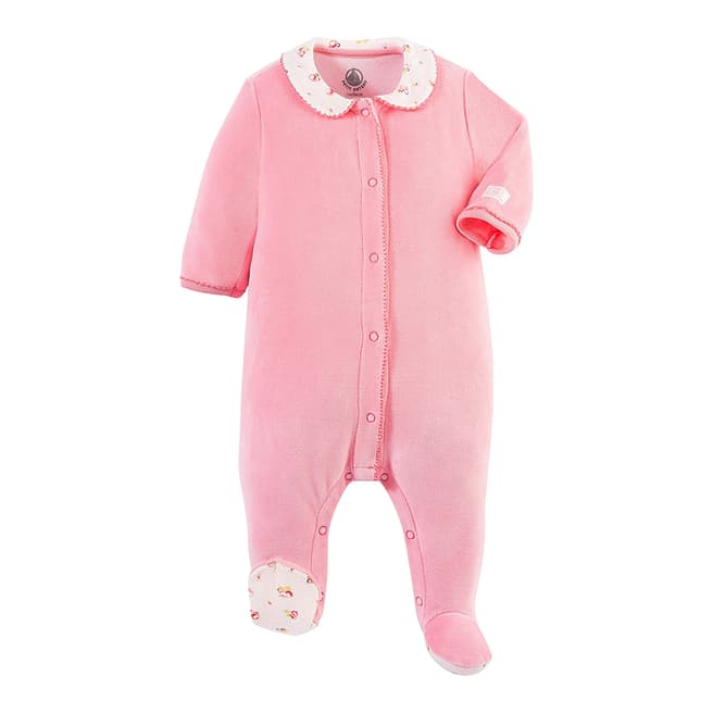Petit Bateau Baby Girl's Pink Velour Sleepsuit