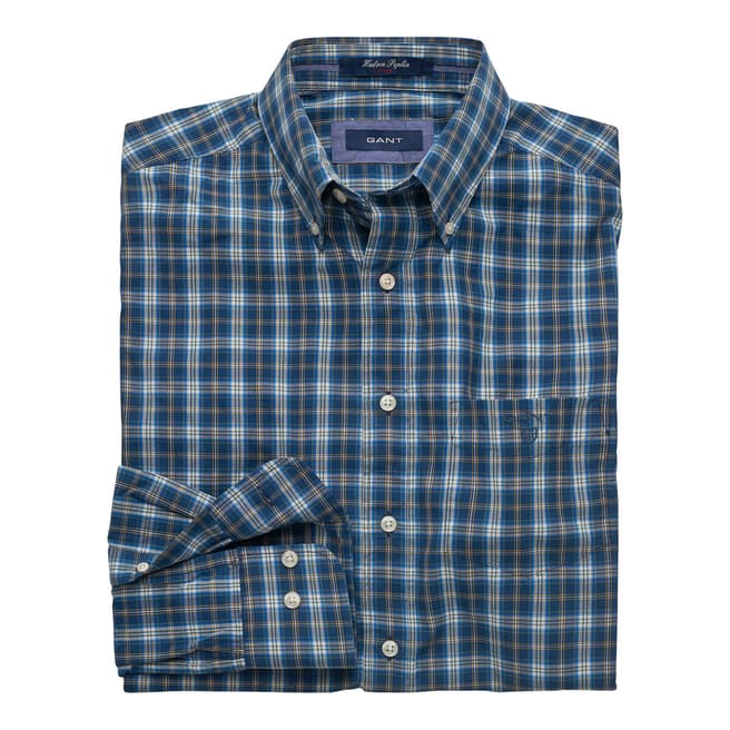 Gant Blue Hudson Poplin Check Shirt