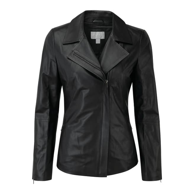 Pure Collection Black Leather Biker Jacket