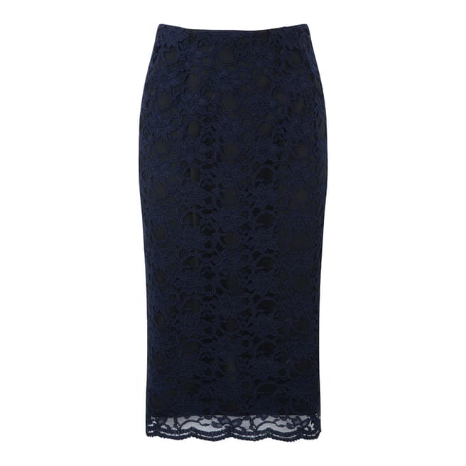 Pure Collection Navy Lace Pencil Skirt