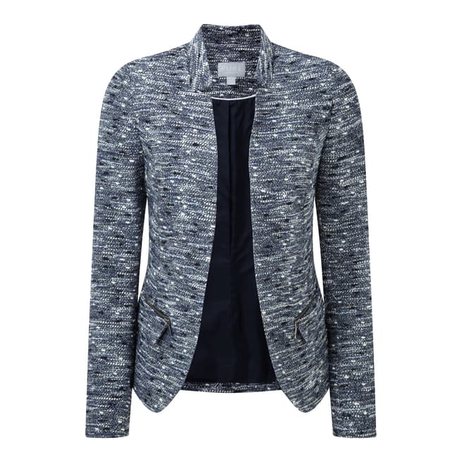Pure Collection Navy Texture Textured Edge To Edge Jacket
