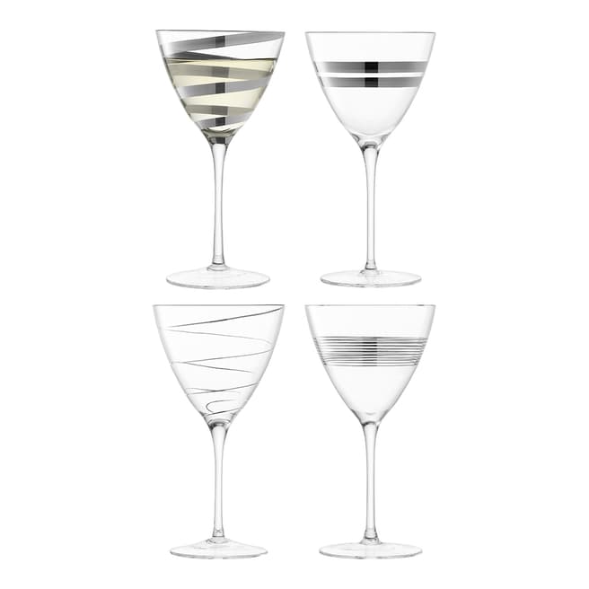 LSA Assorted Platinum Set Of Four Gatsby Wine Glasses