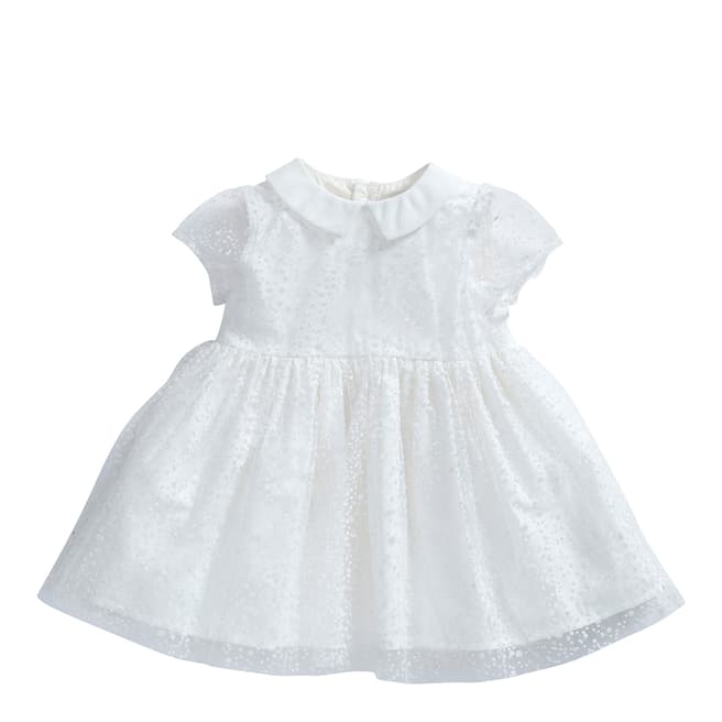 Mamas & Papas Baby Girl's White Flocking Spot Dress